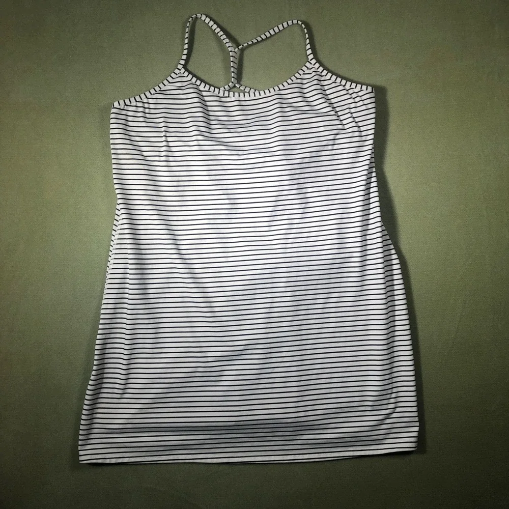 Athletic Works Active Dress Women XL White Black Striped Racerback Summer - Picture 1 of 15